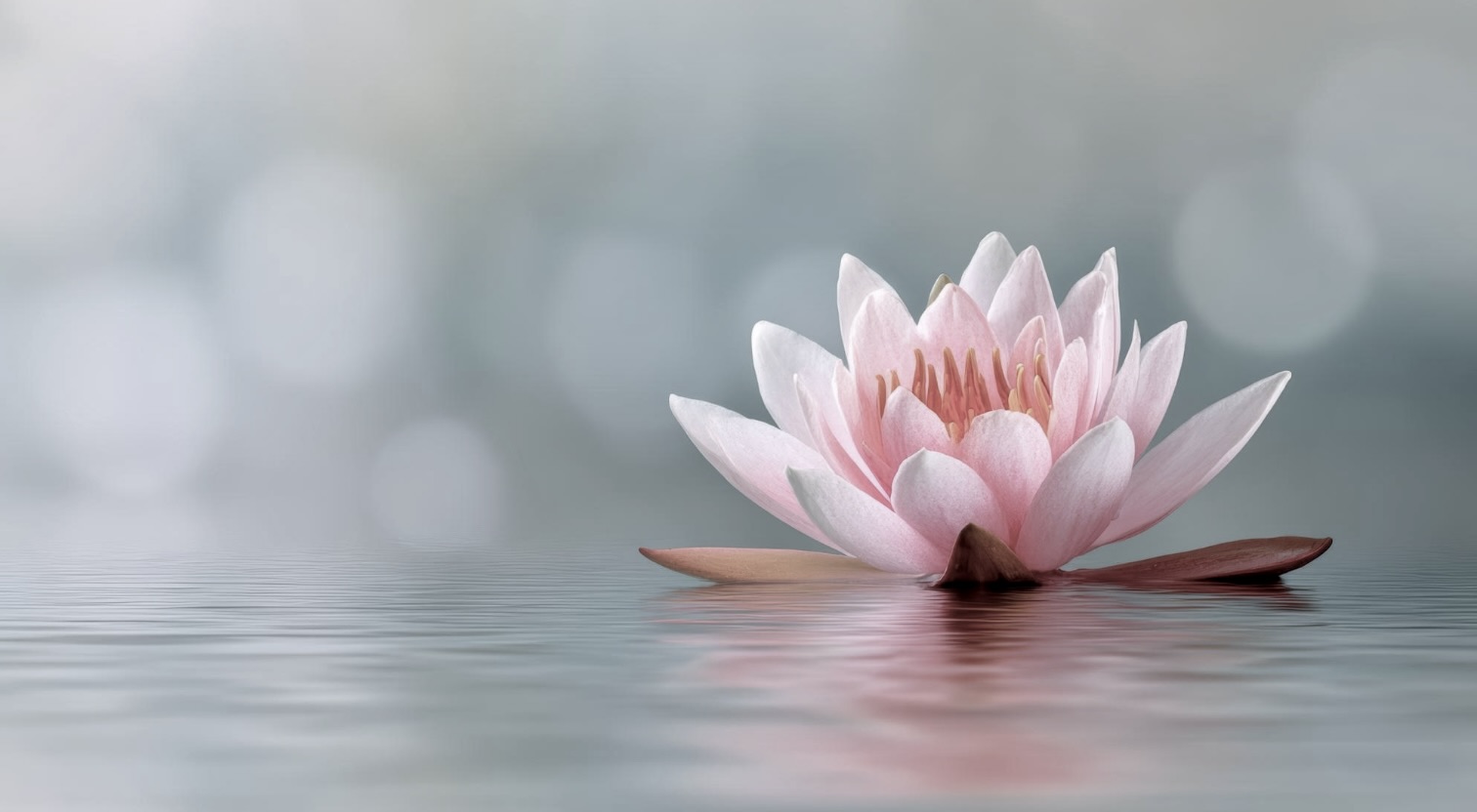 Pink lotus on serene water
